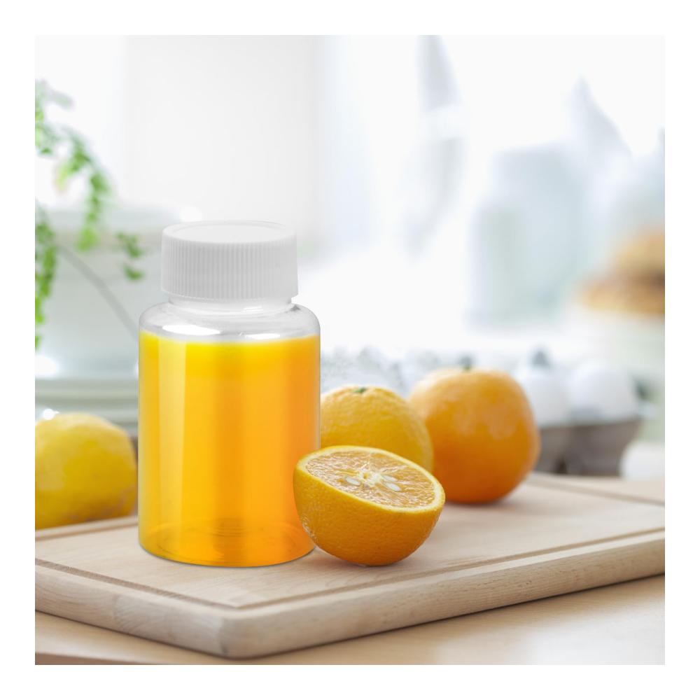 10er Pack Mini Leerflaschen 100ml Kunststoffflaschen mit Deckel & Trichter – Wiederverwendbare Saftflaschen inkl. Aufkleber Set für Lagerung & Reisen – Transparente Plastikflas