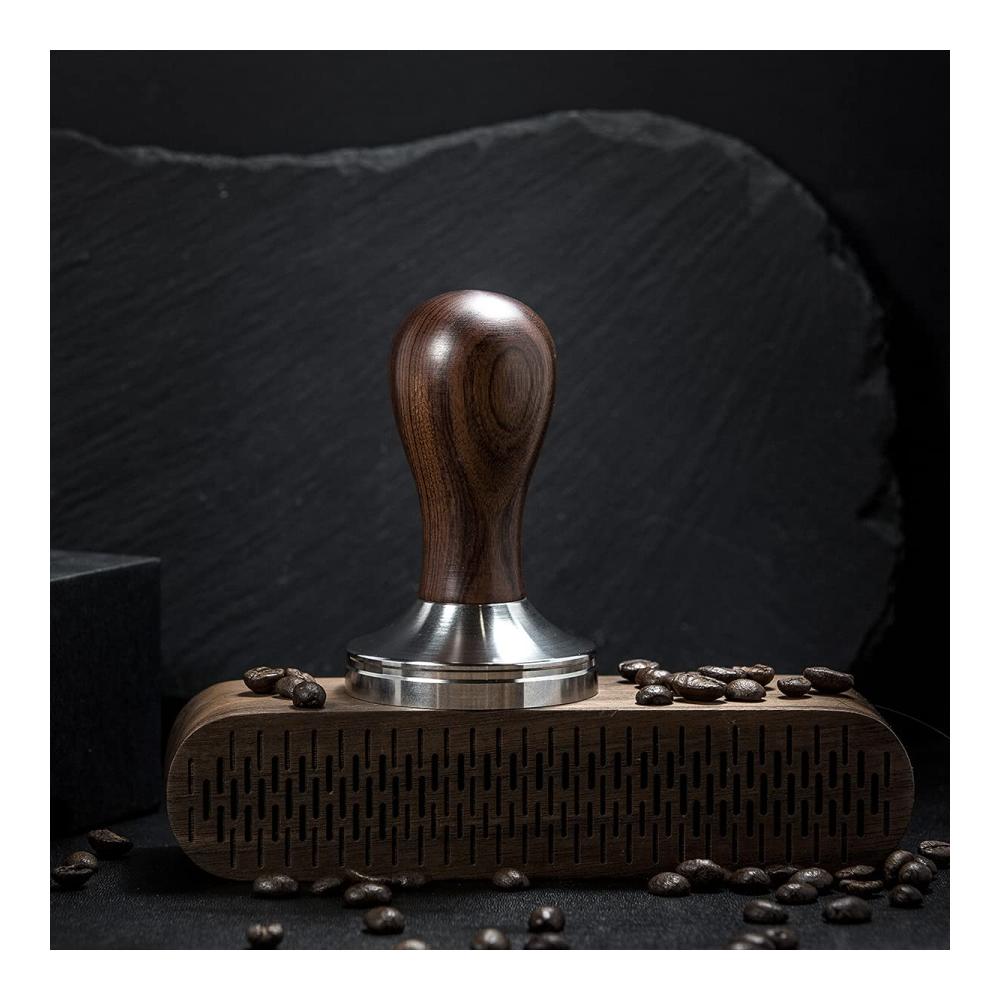 Espresso Tamper Set 51mm – Perfekter Kaffee mit hochwertigem Tamper! Barista Zubehör inklusive Tampermatte Edelstahl-Flachboden und stilvollem Holzgriff. Ideales Espresso Presswerkzeug für Espressomaschinen und Kaffeegenuss