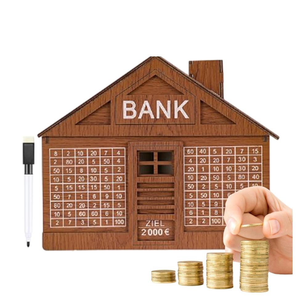 Entdecken Sie die Magie des Sparens mit unserer hochwertigen Hausförmigen Spardose aus Holz! Einzigartige Sparbox mit Zahlenanzeige perfekte Geldbox und Geldkassette. Erreiche deine finanziellen Ziele - von 1.000 Euro bis 2.000 Euro und darüber hinaus. Sicheres Sparen war noch nie so ansprechend