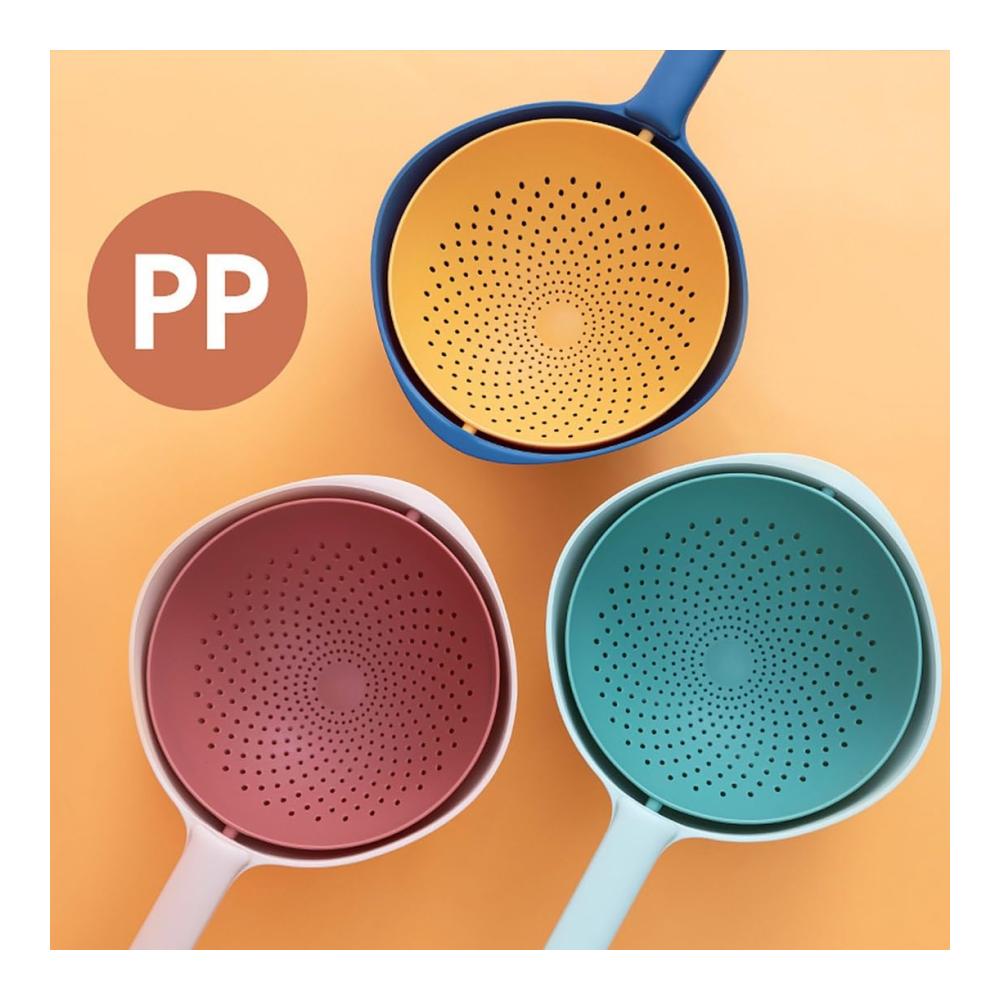 Premium 2-in-1 Küchensieb & Wäschekorb Set – Drehbarer Griff 2L Kapazität – Ideal für Obst Gemüse Nudeln – Abnehmbar & Doppellagig – Hochwertiges Sieb für Küche & Wäsche