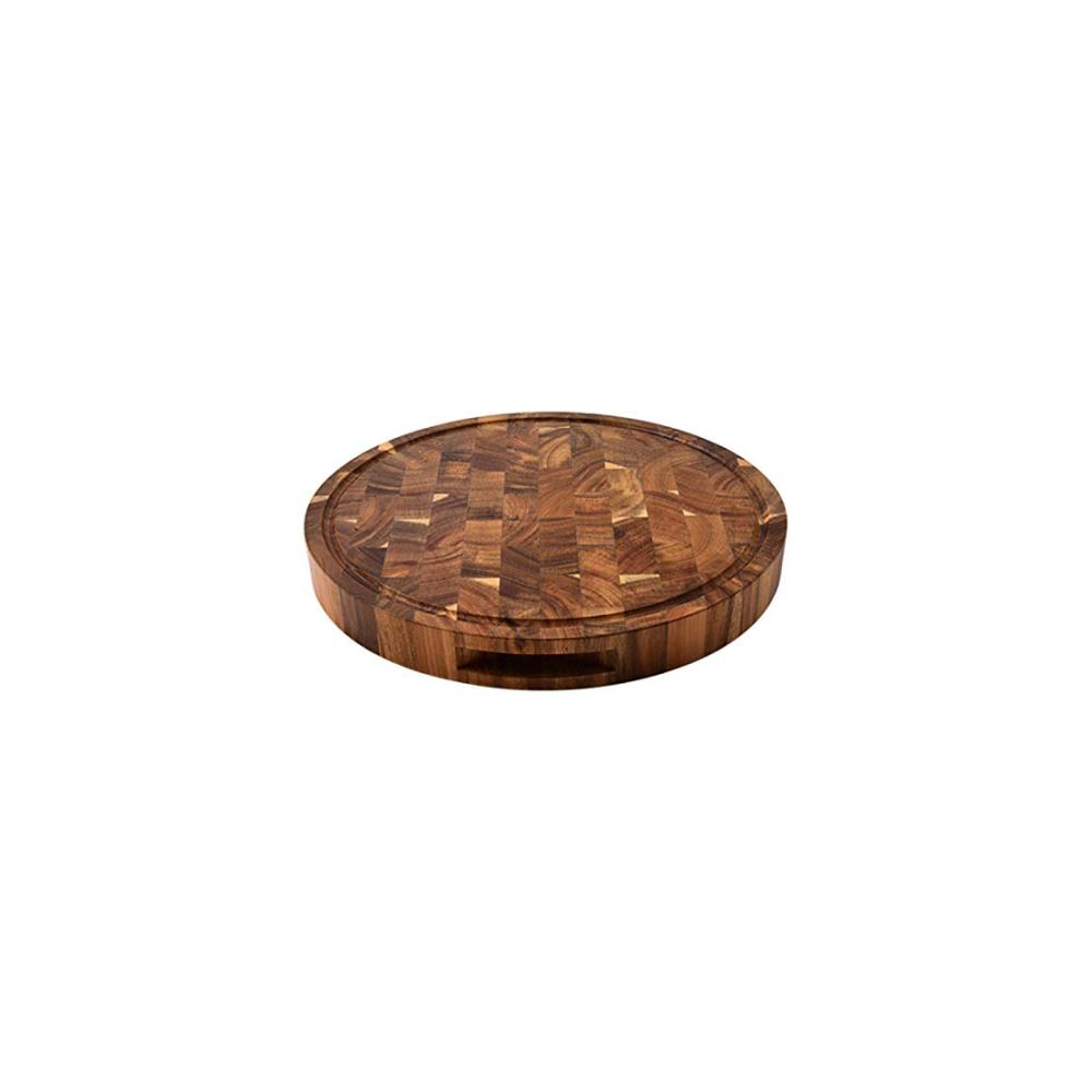 Hackbretter Premium Holz Schneidebretter Set für Profis und Hobbyköche - Dickes Metzgerblock Brett Runde Bretter für Fleisch & Gemüse - Nachhaltiges Hirnholz für optimales Sch