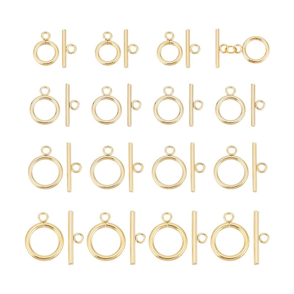 Entdecken Sie Eleganz 20er Set Edelstahl-Kippverschlüsse in 4 Größen Luxuriöse 18 Karat Vergoldung Perfekt für Ringe Armbänder und mehr. Einzigartige Tbar- Runde- und Stangenverschlüsse für exquisiten Schmuckhandwerk. Bereichern Sie Ihre Herstellung mit Stil