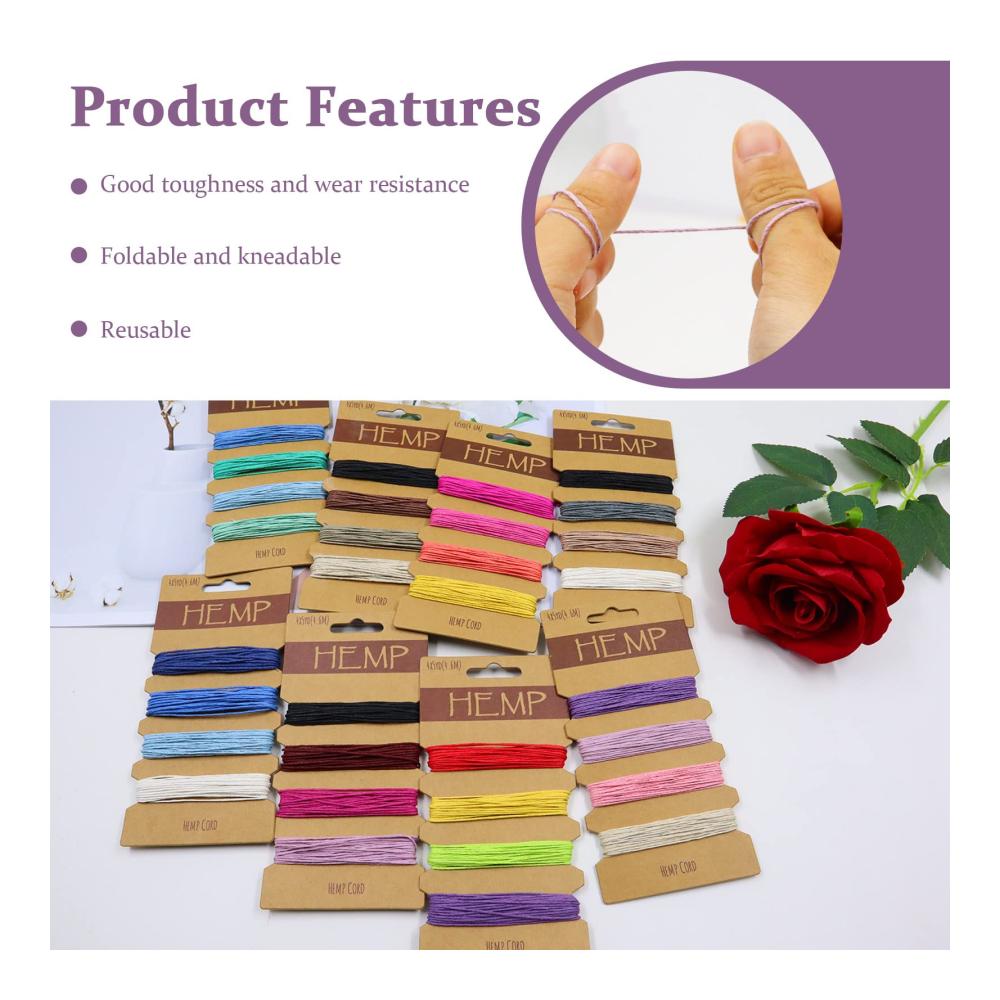Entdecken Sie die Vielfalt 16 farbenfrohe Gewachste Hanfschnur-Sets – Perfekt für Schmuck Armbänder und handgefertigte Kunstwerke – 1 mm dick 80 Yards pro Karte – Ideale bunte Schnüre & Fäden für Ihre Kreationen