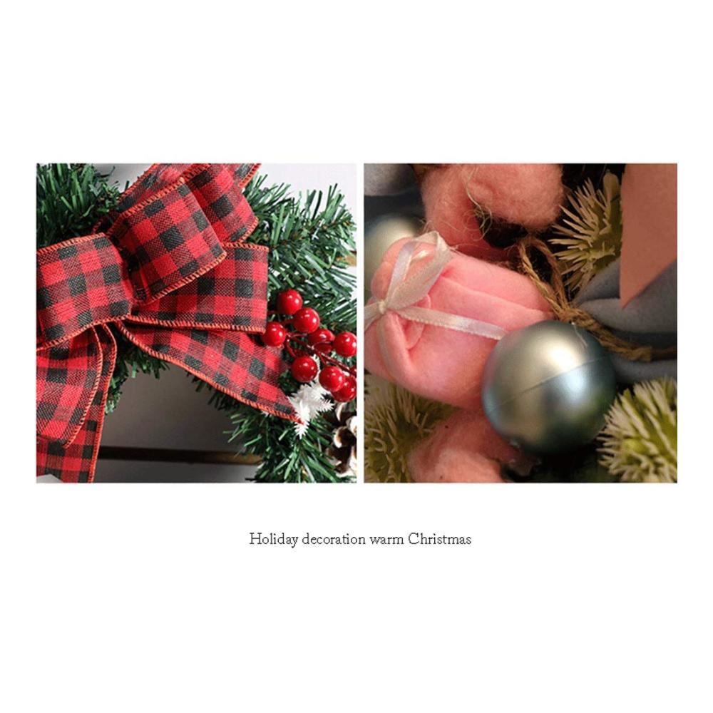 Entzückender Goldbogen Künstlicher Weihnachtskranz mit Tannenzapfen und roten Beeren - Perfekte Rattan-Weihnachtsdekoration für festliche Kranz-Deko (Durchmesser 45 cm