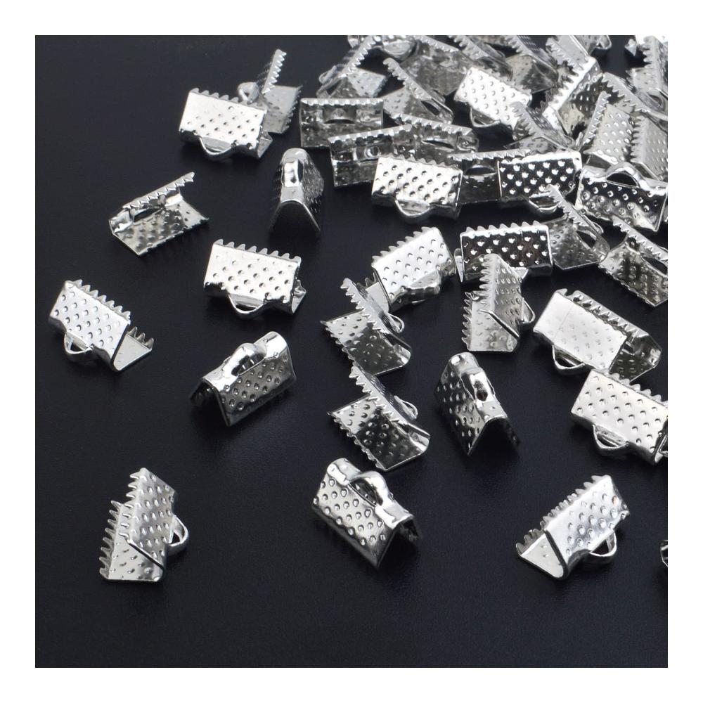 Hochwertige Verschlüsse für DIY Schmuck - Pinch Crimp Enden 500 Stück White Golden Ribbon Klemmenenden Armband - Perfekte Endverschlüsse für Choker und Fußkettchen Basteln - Schmuck Zubehör 10
