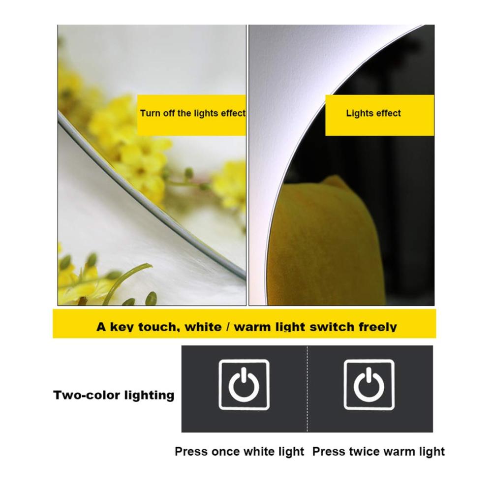 LED Badspiegel Wandmontage - Moderner ovaler Badezimmerspiegel mit Touch-Steuerung explosionsgeschütztem Glas und rahmenlosem Design. Inklusive energiesparender LED-Beleuchtung für stilvolle Akzente im Bad