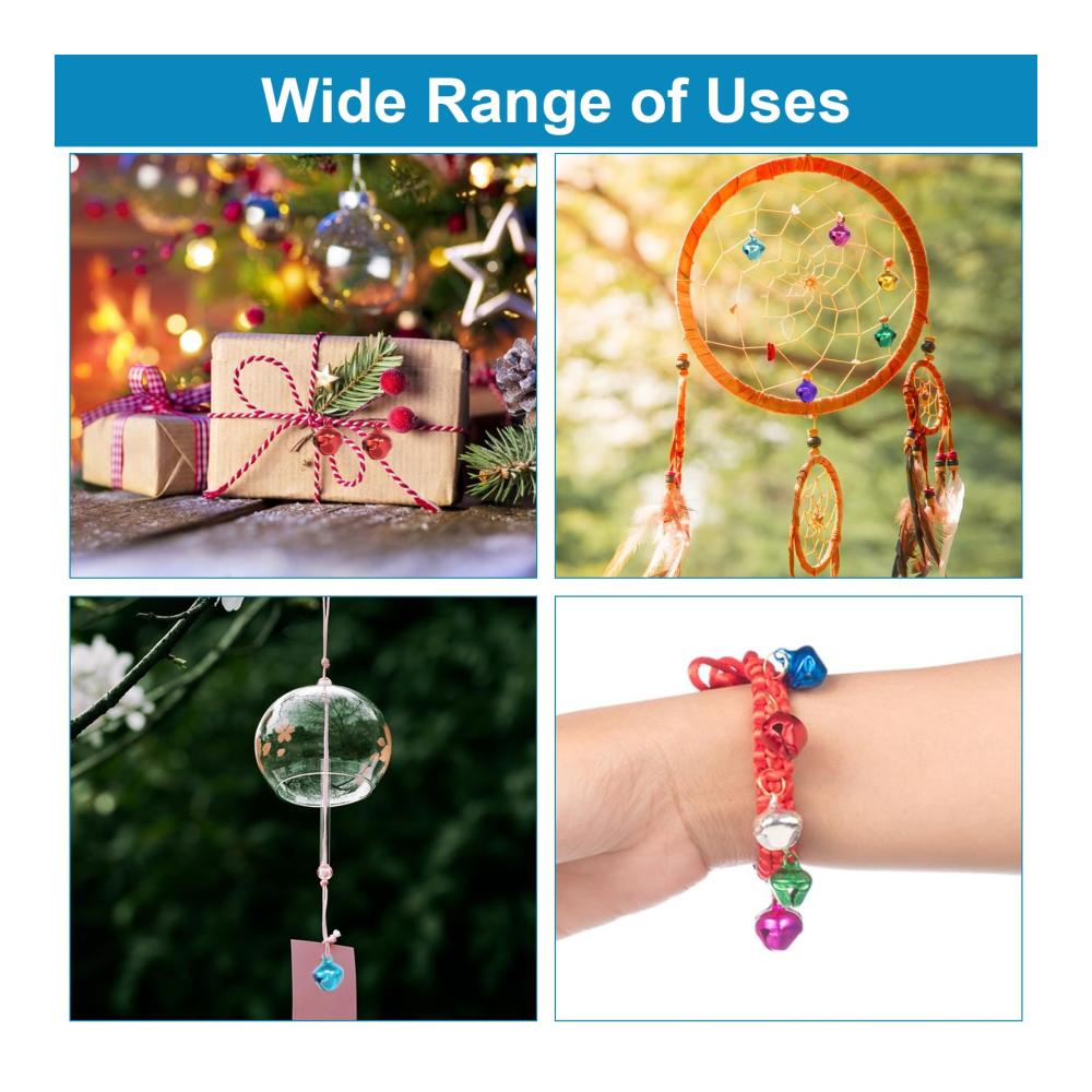 Weihnachtlicher Baumschmuck Glocken - 200 bunte Metallglöckchen 12mm für DIY Basteln & Weihnachtsdekoration - Glöckchen mit Öse ideal für Handwerk Haustier Schmuckherstellung - Festliche Glockenringe