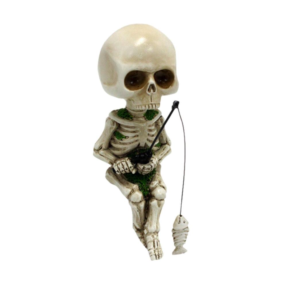 Handgeschnitzte Totenkopf Skulptur Einzigartige Kopfskulptur für Halloween Garten Aquarium & Schreibtischdekoration - Horrorthema mit Engelsmotiven
