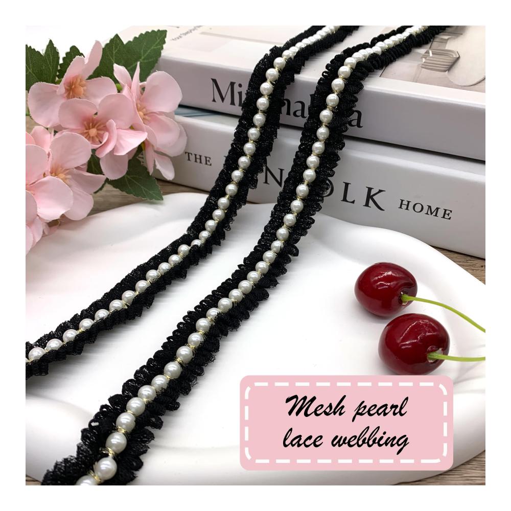 Entdecken Sie Eleganz Exquisites DHER Perlenband Spitzenband - 45 Meter mit duftendem Windnetz Perlen-Häkelband Perlspitze Gurtband für DIY Rockdekoration Kragen und Manschetten. Verleihen Sie Ihrem Stil mit 2 cm breitem Perlenband in Schwarz eine einzig