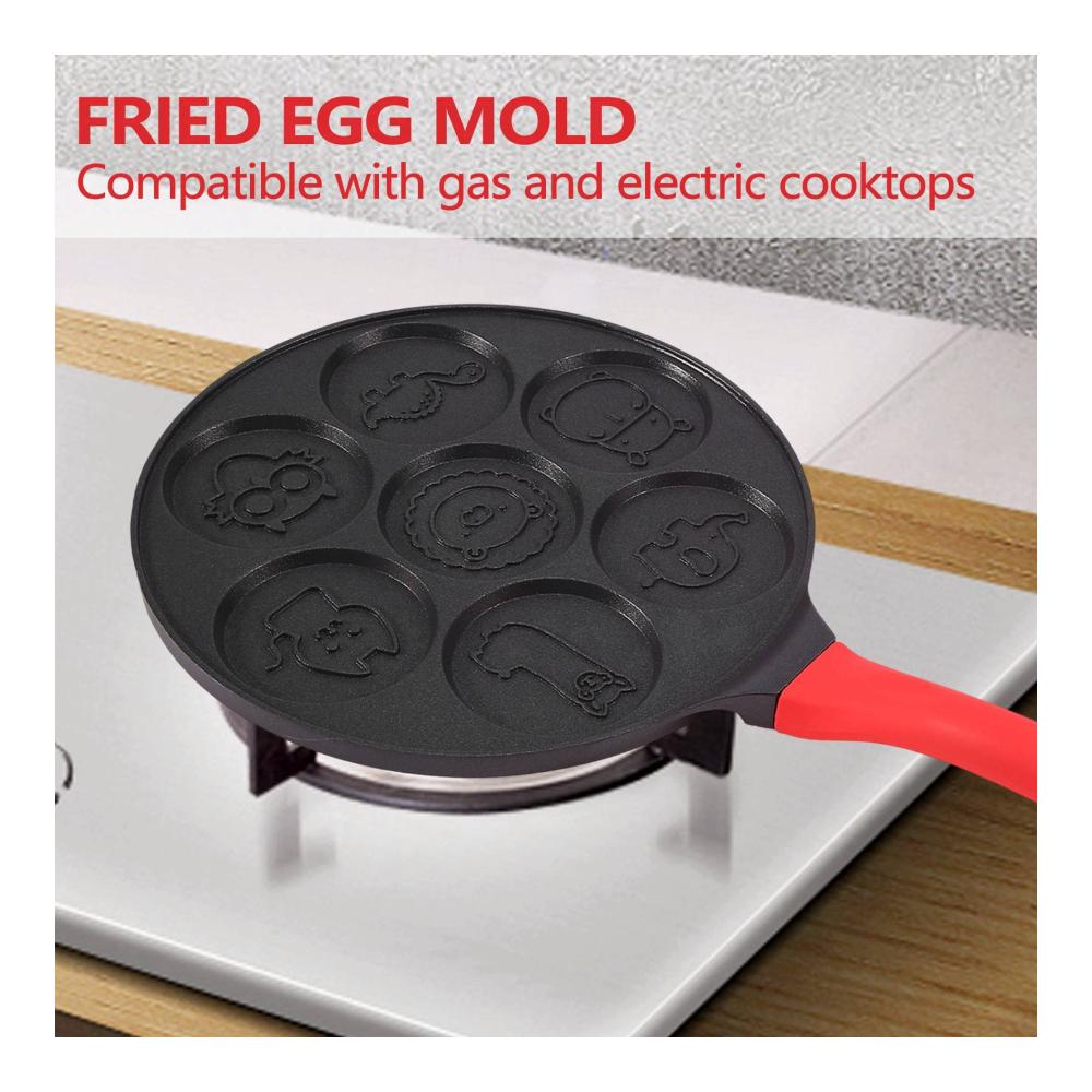 Crepe-Pfannen Pfannkuchenhersteller Antihaft-Mini-Crepe-Maker Pfanne mit 7 Formen inkl. Silikon für perfekte Pfannkuchen! Schwarzes Tier-Design. Entdecken Sie die Leichtigkeit des Crepe-Machens