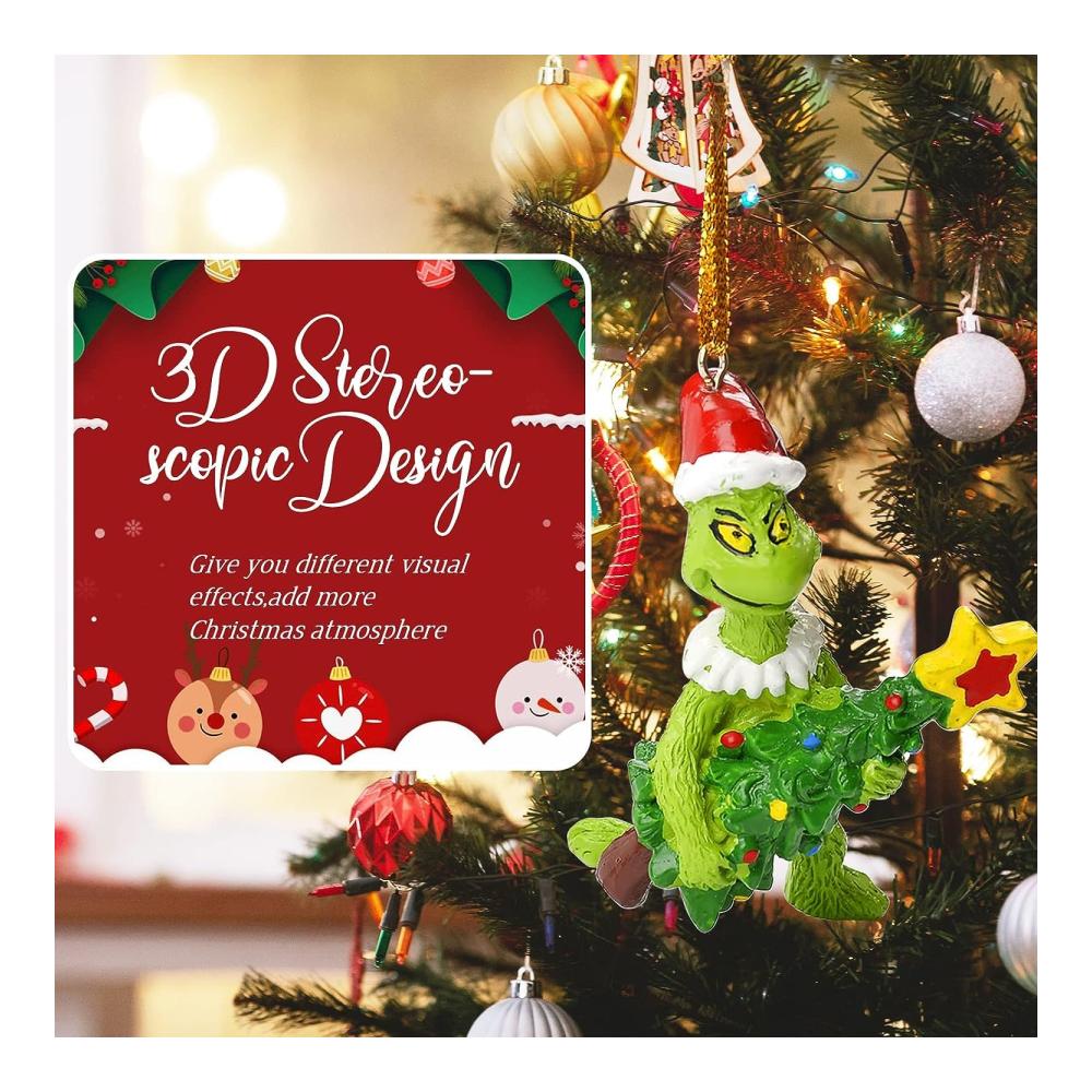 Bringen Sie die Feiertagsstimmung mit Grinch Weihnachtsdekorationen Anhänger - Frohe Weihnachten in Ihr Zuhause! Grüner Kunstharz-Anhänger für Urlaubsatmosphäre & Partys