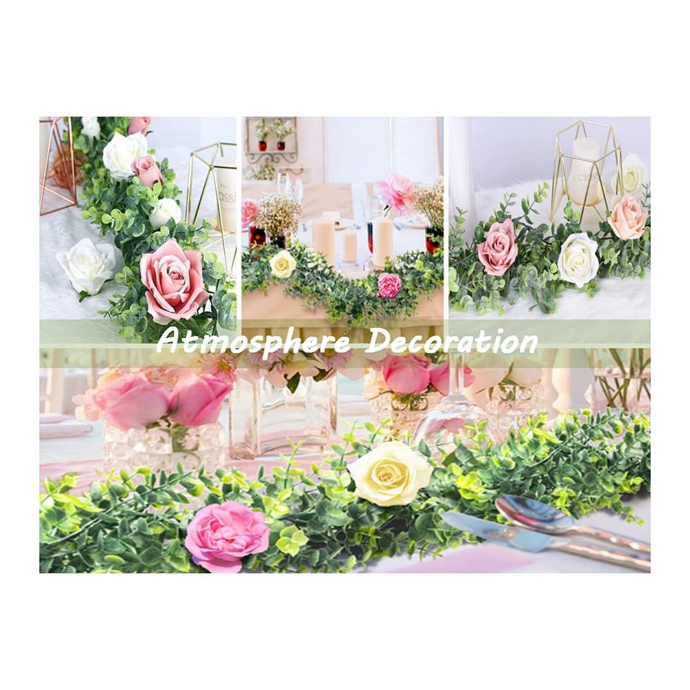 2er Set Kunststoff Eukalyptus Pflanzen - Hängende Rebe & Girlande für Hochzeit Garten Küche & Büro Dekoration - Inklusive 2 Haken