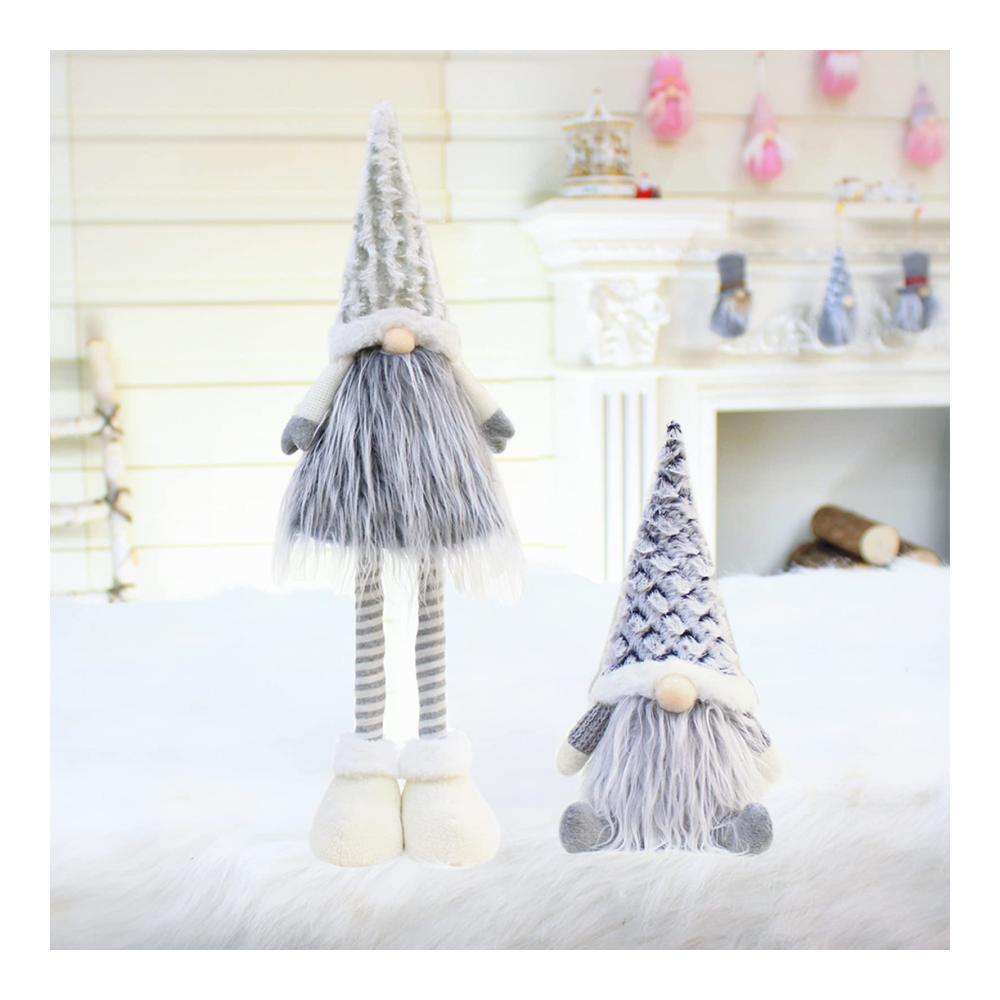 Faszinierende Puppen-Sammlerstücke 2 Weihnachtswichtel Figuren Set Handgefertigte Tomte Gnome mit Dehnbaren Beinen Plüsch Skandinavischer Zwerg für Zuhause & Büro. Exklusive Stoff Weihnachtsdeko in limitierter Auflage