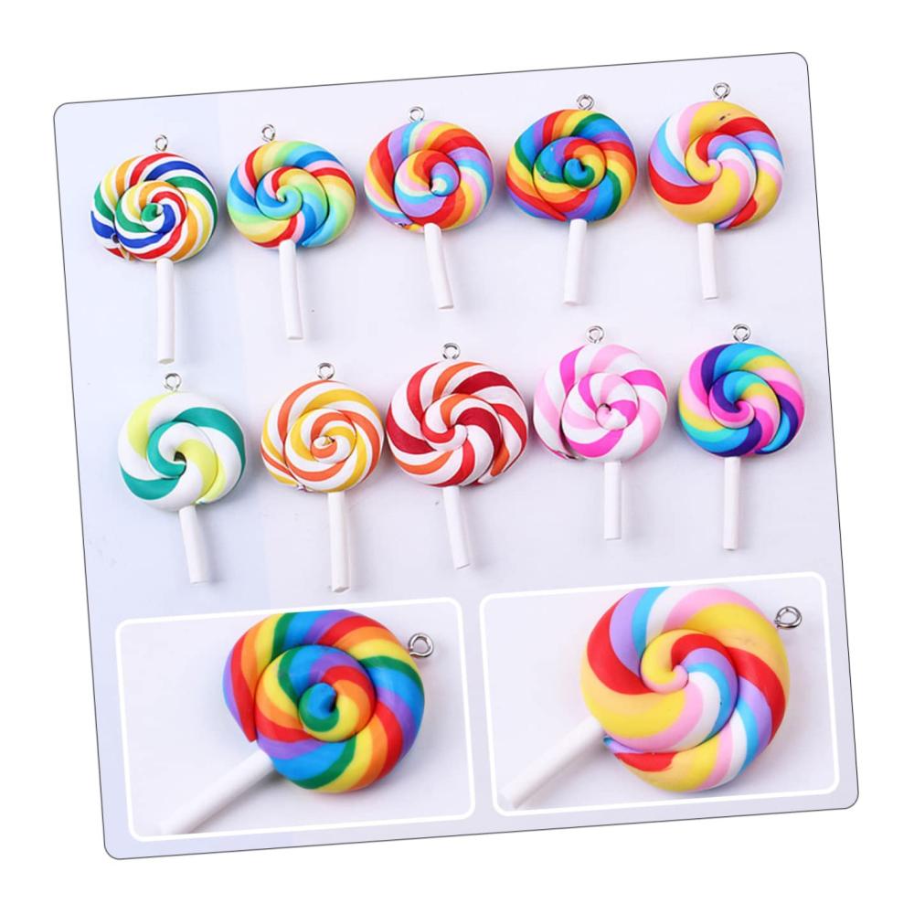 90 Stk Süße Lutscher-Schmuckanhänger-Set für DIY Kinder und Heimwerker - Charmante Polymer-Ton-Anhänger für Schlüsselbund und mehr