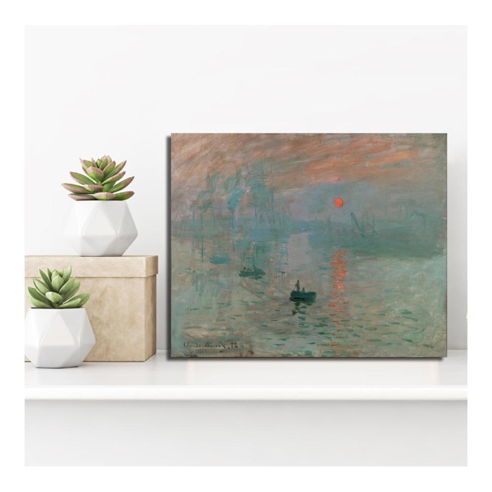 Große Leinwanddrucke Claude Monets berühmte Sonnenaufgangsimpression in Museumsqualität - Perfekt für Küche und Wohnkultur - 60x72cm Lackierungen