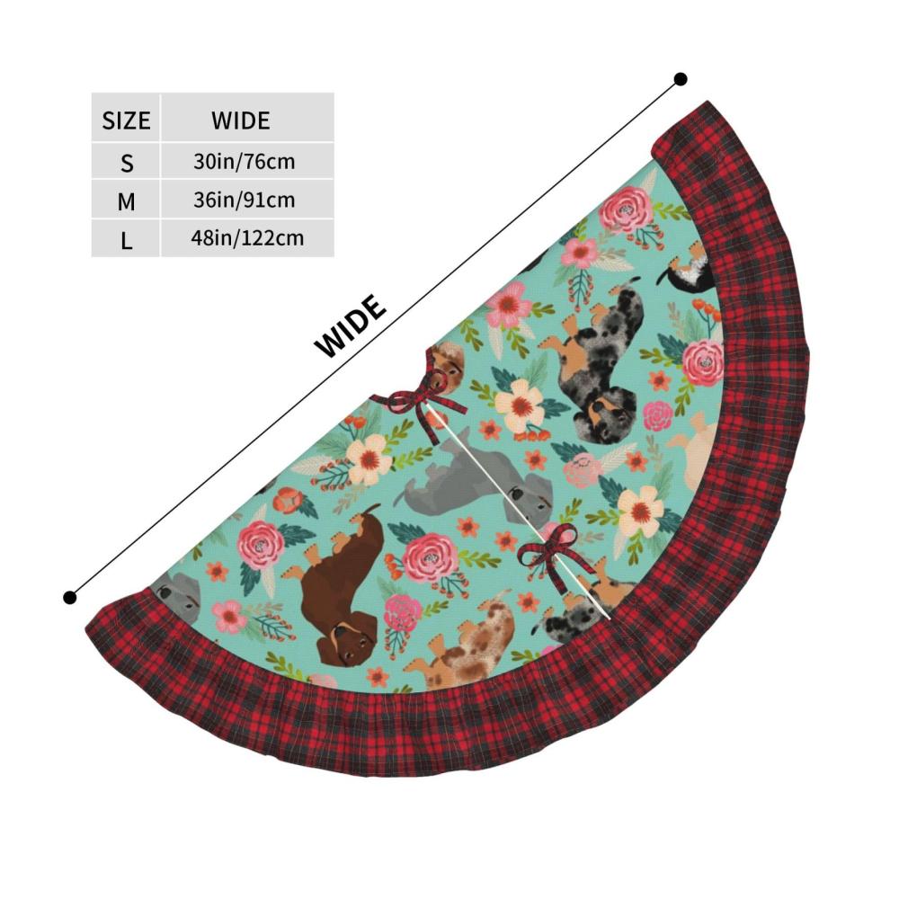 Personalisierbare Weihnachtsbaumdecke & Matte - Hund mit Blumenmuster für drinnen & draußen - Dekoration für Zuhause Party & Feiertage - Weihnachtsbaumständer inklusive