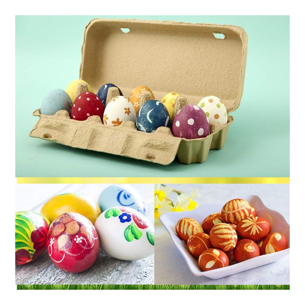 Bunte Ostereier Figuren Set - 12 Stück Holz-Eier zum Dekorieren und Aufhängen - Perfekt für Ostern Basteln und Dekorieren - Ca. 4 cm Große Holzeier zum Bemalen und Verschönern