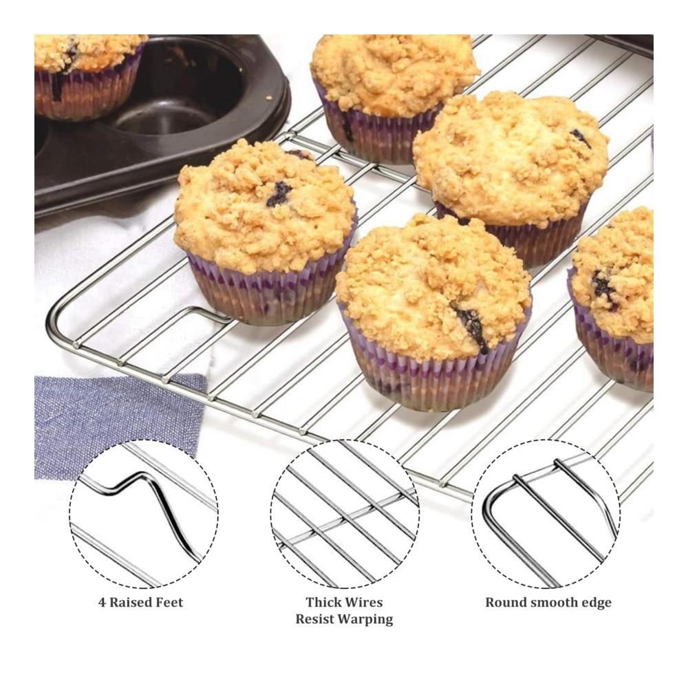Verstellbares Abkühlgitter aus Edelstahl für Backbleche - 2-teiliges Set 15.35x11.02 Zoll - Ideal zum Grillen Braten und Backen - Rostfreies Kühlgitter für perfekte Ergebnisse
