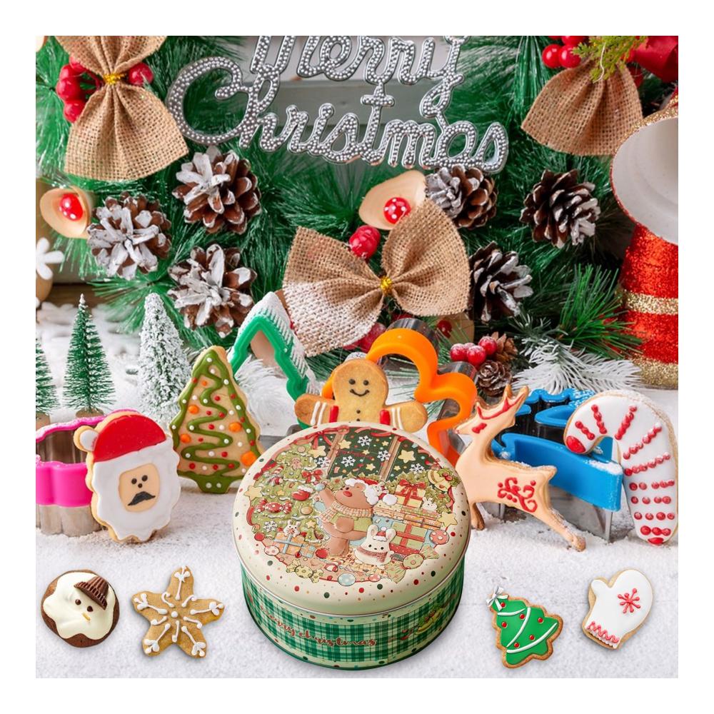 Weihnachtliche Keksdose aus Metall – Runde Blechdose für köstliche Plätzchen und Gebäck – Festliche Aufbewahrung für Weihnachten – Hochwertige Keksdosenkollektion für die Feiertage! 🎄🍪