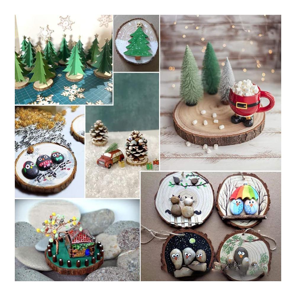 20 Stück Unbehandelte Holzscheiben – Naturholz Untersetzer Set zum Basteln DIY Kinderkunst Weihnachtsdeko & Hochzeitsdekorationen