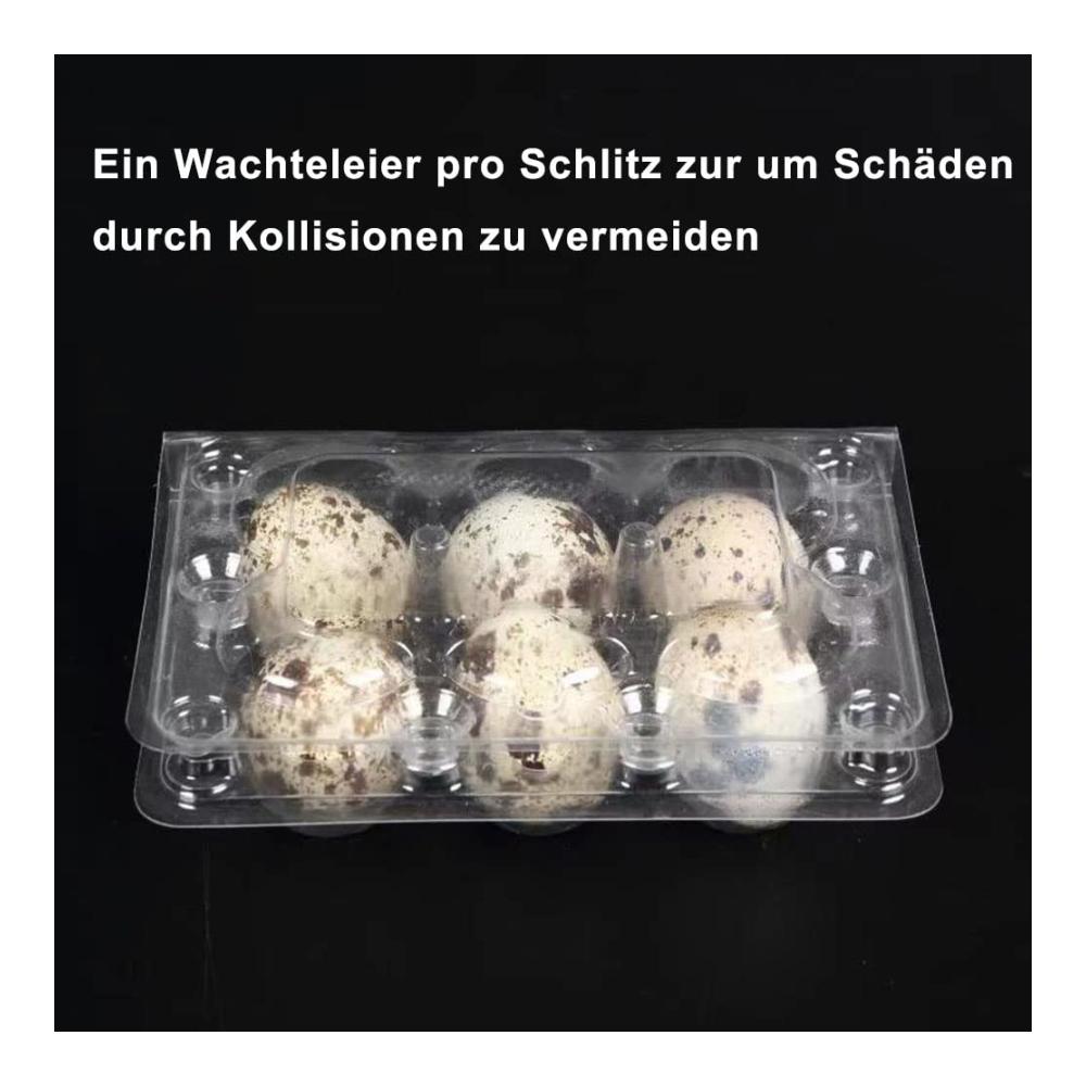 30er Pack Wachteleierschachteln - Praktische Eierkörbe für Wachteln - 6er Gitter PVC-Eierhalter mit Deckel - Ideale Aufbewahrung für Kühlschrank - Quail Egg Kartons für frische Eier