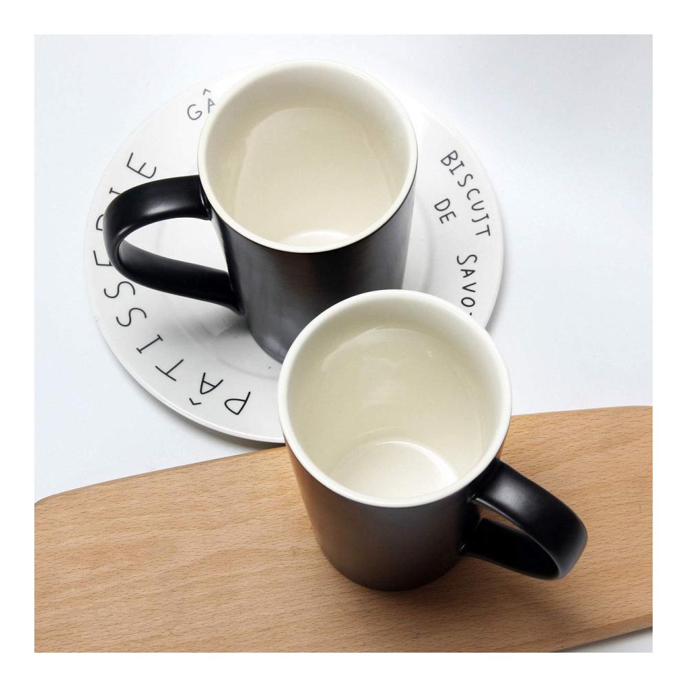 2er-Set Schwarze Bechersets Smilatte Große 600ml Kaffeetassen M007 - Tassen mit Griff für Männer und Väter - Perfekt für den morgendlichen Kaffeegenuss