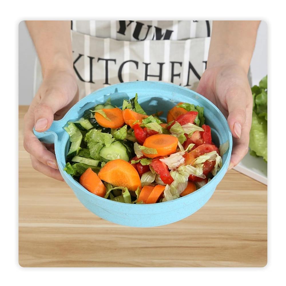 Multifunktionale Salatschleudern-Schüssel Schnell-Salatschneider mit Gemüsezerkleinerer und Würfelschneider – Beige Farbe