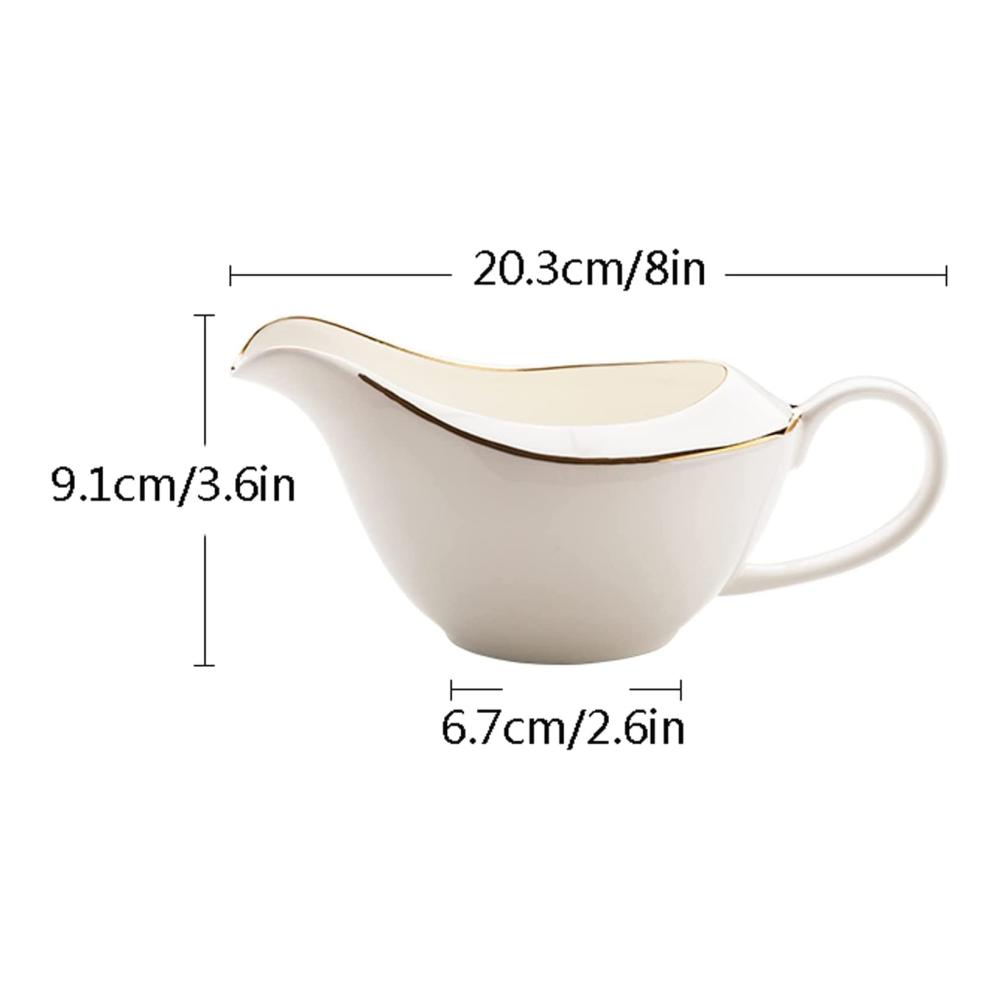 Elegante Keramik Sauciere Teekanne Phnom Penh Design | Porzellan Sauce Hopper für Ketchup Schwarzer Pfeffer | Thermo Sauciere für stilvolles Servieren