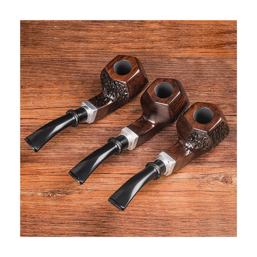 Zigarrenzubehör Hochwertige Handgeschnitzte Tabakpfeife aus Holz - Perfektes Geschenk für Vater Freund und Großvater - Einsteigerpfeife aus Pfeifengras (Größe B