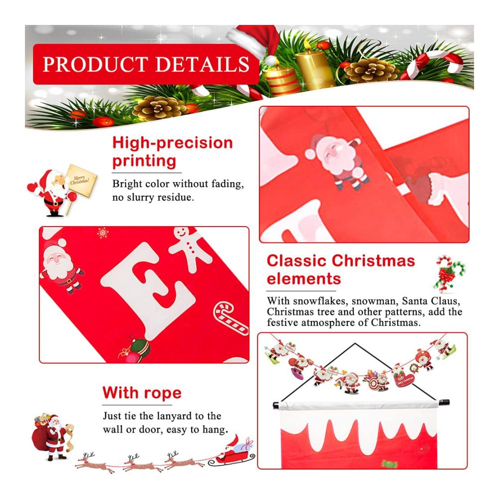 Fröhliche Weihnachten Banner - Festlicher Neujahrsgruß 31 x 180CM aus strapazierfähigem Polyester - Weihnachtsmann & Co. - Ideale Veranda Dekoration - Weihnachtliches Hängeschild für besondere Feststimmung
