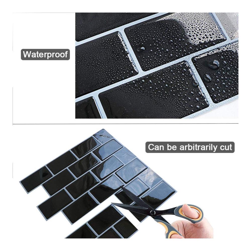 Verleihen Sie Ihrem Zuhause Glanz! 10 Stück 3D Fliesenaufkleber für Bad & Küche - Selbstklebend Vinyl Schwarz PVC. Dekorieren Sie mit Stil Metro Fliesen Wandpaneele 30x30. Erneuern Sie Ihre Räume mühelos mit Fliesendekor. Top-Qualität Klebefliesenfolie