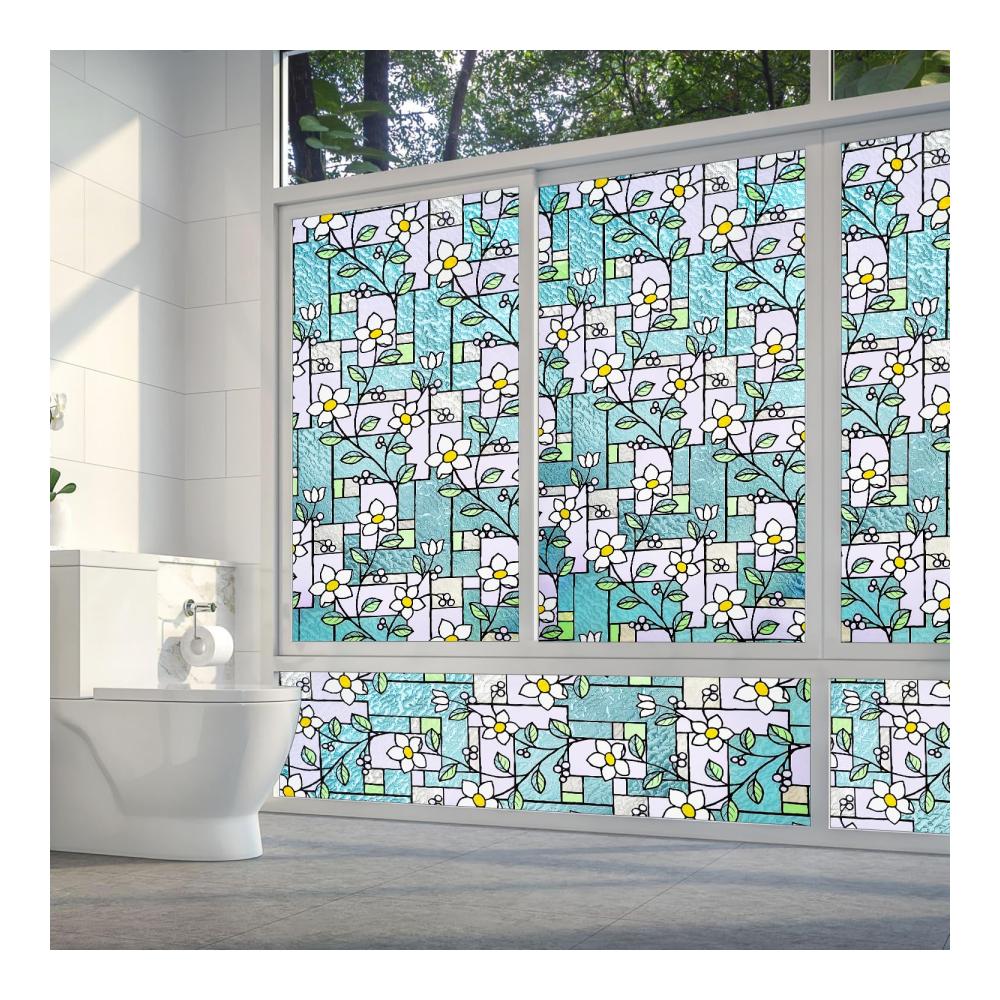 Fensterfolie Blickdicht Sichtschutz 3D Lilienmuster 44.5x200cm - Hochwertige Dekorfolie für Privatsphäre und Stil - Einfache Anwendung und Langlebigkeit