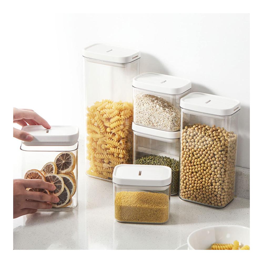 Organisiere deine Küche mit Stil Vorratsdosen Set aus BPA-freiem klarem Kunststoff - 4er Pack Küchenbehälter mit Deckel für Teigwaren Müsli Zucker & Mehl