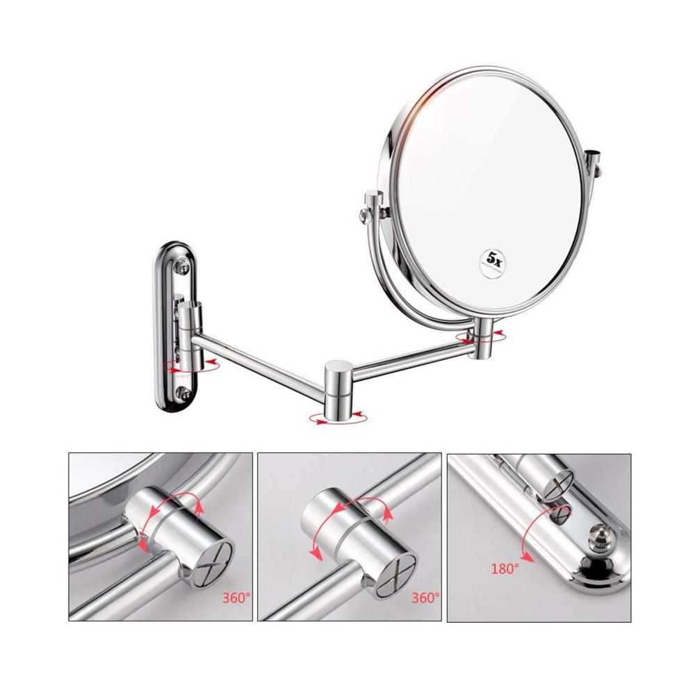 Entdecken Sie den Luxus Wandmontierter Kosmetikspiegel 8-Zoll doppelseitig mit 360°-Schwenkarm für das Bad – Chrom 3X Vergrößerung. Perfektes Makeup jeden Tag