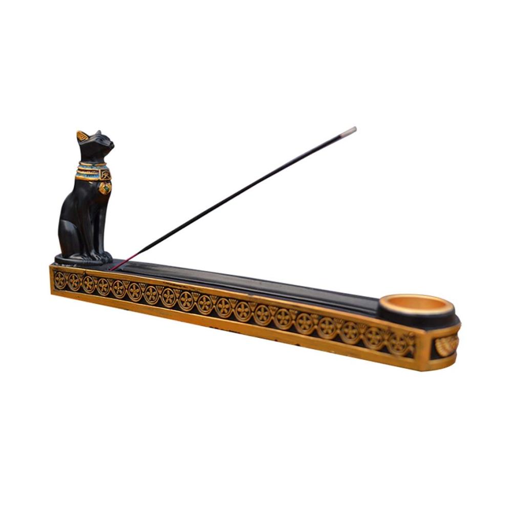 Ägyptische Katze Räucherstäbchenhalter - Handgefertigtes Aromatherapie-Ornament für Innendekoration und Souvenirs - Exquisites Handwerksgeschenk - 94-Zoll-Brenner