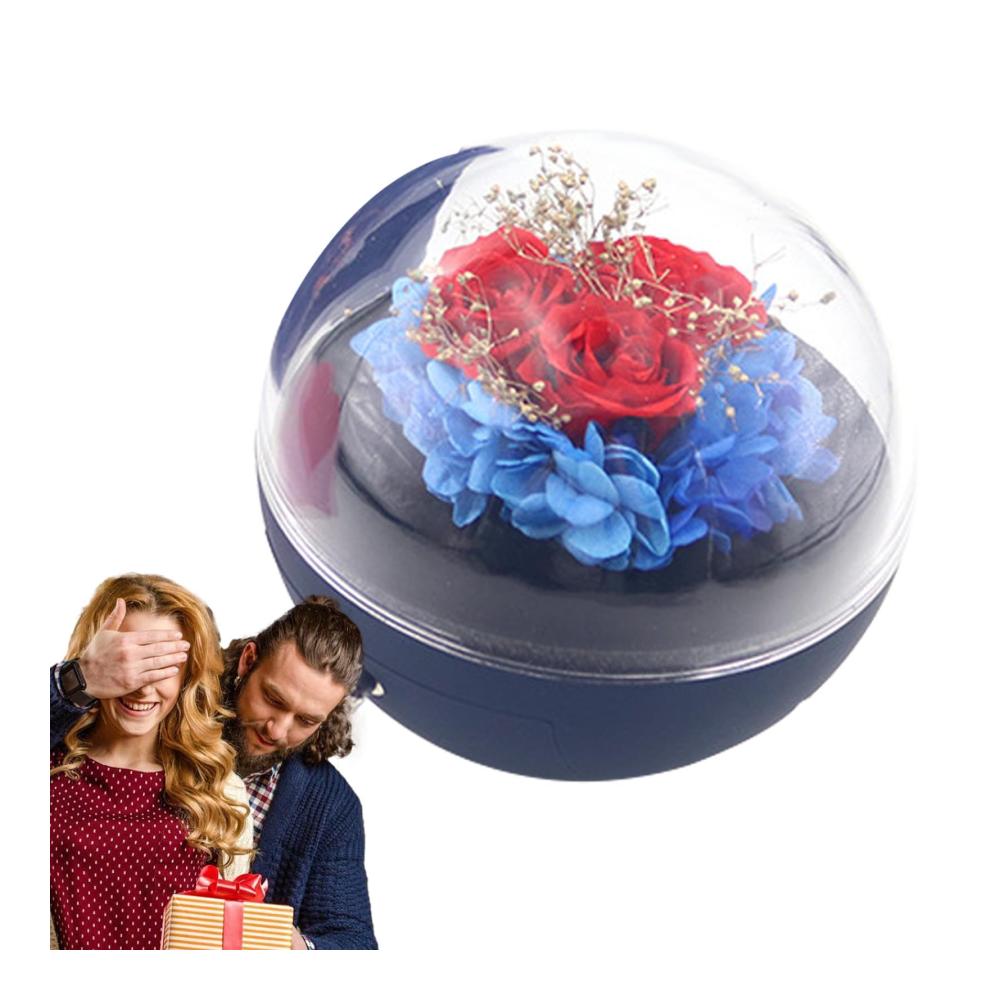 Entdecken Sie die zeitlose Eleganz Konservierte Rosen-Schmuck-Geschenkbox | Runde echte Rosenbox-Dekoration für Mutter Frau Freundin zum Jahrestag | Einzigartiges Geschenk mit konservierten Blumen
