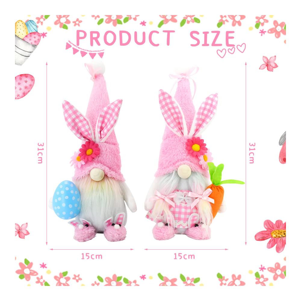 2er Set Zierschmuck Frühlingsdeko Wichtel & Osterhasen Figuren - Plüschige Osterdekoration für Frauen Mama & Hochzeitstag - Handgefertigte Geschenkidee