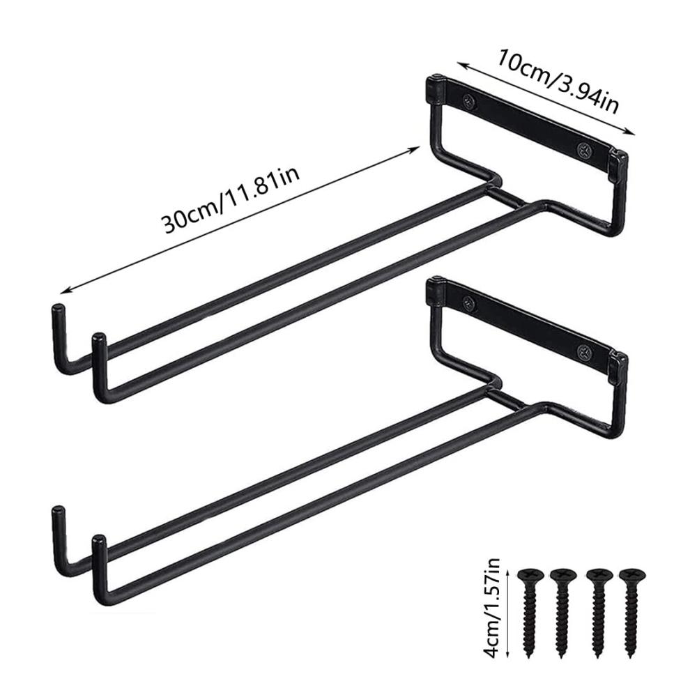 Wandmontage Gläserhalter aus robustem Metall - 2er Set | Platzsparendes Weinglasregal für Küche Bar & Restaurant | Inklusive Montagematerial