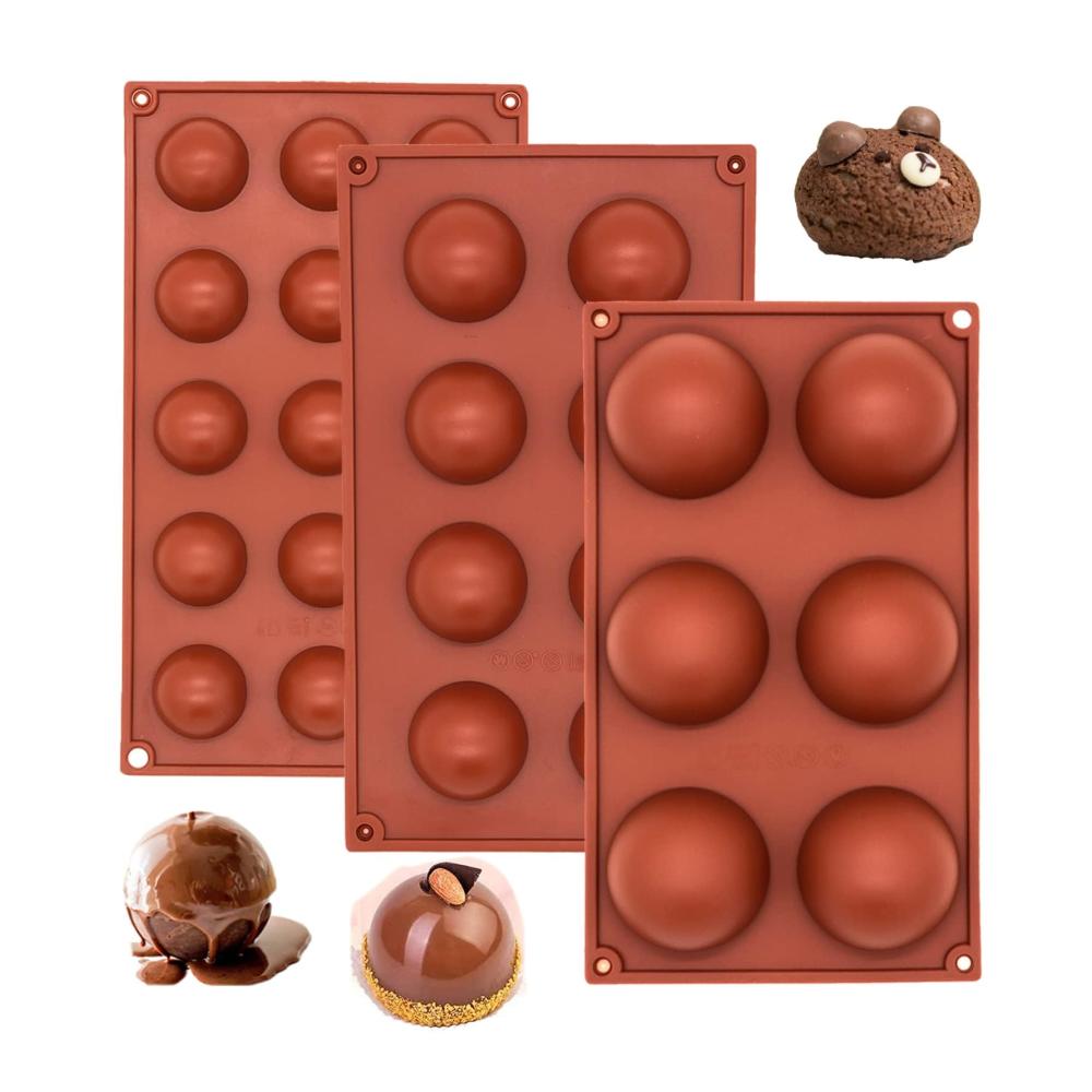 Entdecken Sie die Vielfalt 3er-Set Silikon Motivbackformen für perfekte Kugeln Halbkugeln & mehr! Ideal für Eisbomben Teacakes Bonbons & Jello