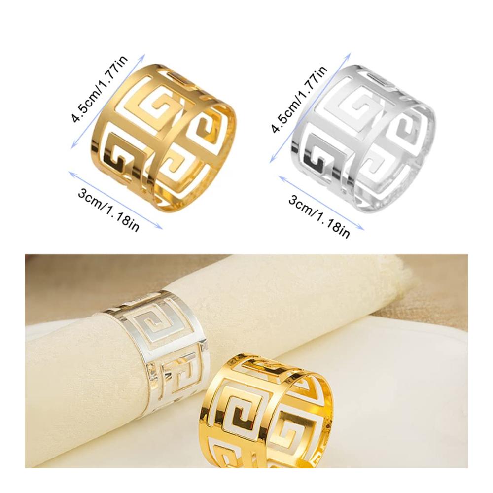 Edle Serviettenringe Set aus Metall - 12 Stück Gold & Silber Serviettenhalter für stilvolle Tischdekorationen bei Hochzeiten Partys & Festen - Perfekt für Weihnachten Familienfeiern & mehr