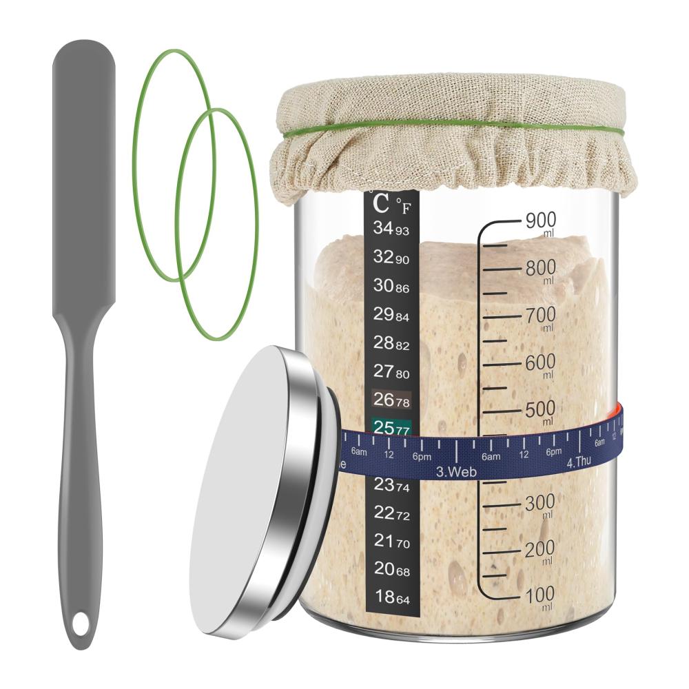 Entdecken Sie Perfektion 5-teiliges Starter-Set Kuchenringe & -rahmen 900 ml Kapazität präzise Skala Edelstahl-Futterband Großraumbehälter mit Edelstahldeckel. Backen Sie Meisterwerke