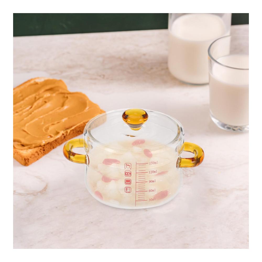 Entdecken Sie die Vielfalt des Kochens mit unseren hochwertigen Kochtöpfen - Gläserner Kochtopf für Herd mit 150 ml Fassungsvermögen! Hitzebeständig und vielseitig einsetzbar - Ideal für Obst Salate Suppen Milch und Babynahrung. Perfektes Glaskochgeschirr mit Deckel für