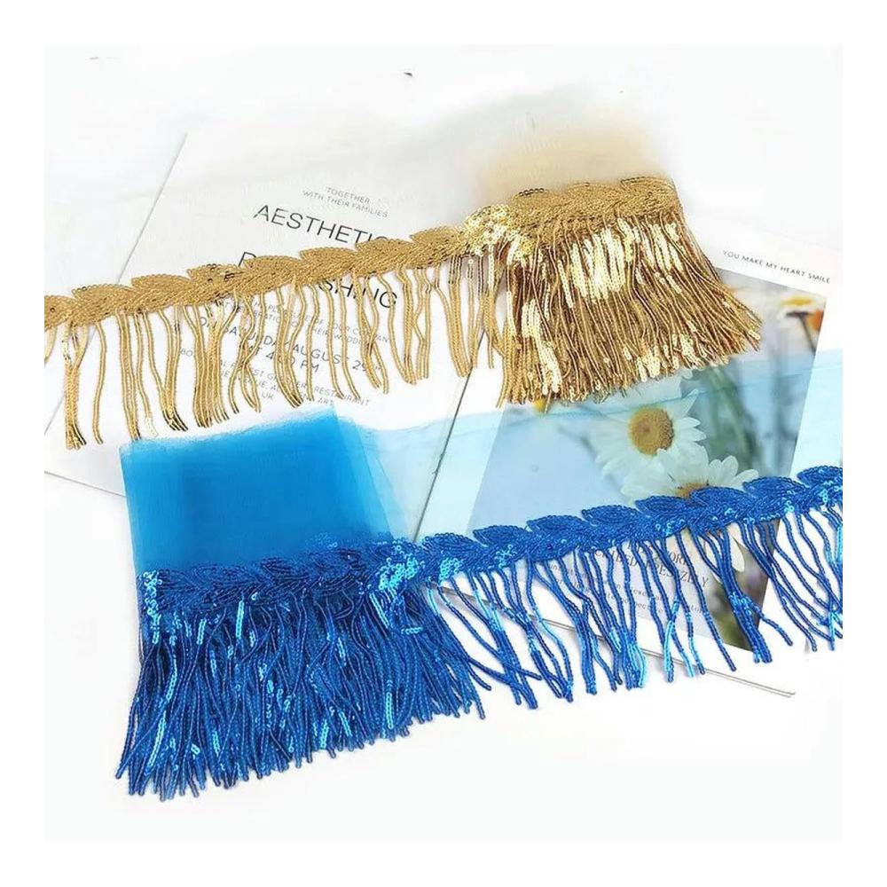 Entdecken Sie kreative Eleganz 1 Yard Fransen-Borten in 18 cm mit Pailletten für Kleidung Taschen und DIY-Dekoration. Exquisite Quastenbänder für individuelle Stilgestaltung. Verschönern Sie Ihr Projekt mit 15 Mintgrün. Nähen Sie mit Stil