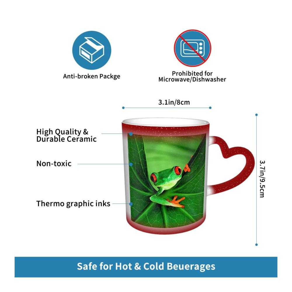 Beheizte Kaffeetasse mit süßem Frosch-Druck | Keramik-Farbwechsel | Lustige Tasse mit Thermoeffekt | Geschenke für Familie und Freunde | Perfekte Kaffeemomente mit Stil und Wärme