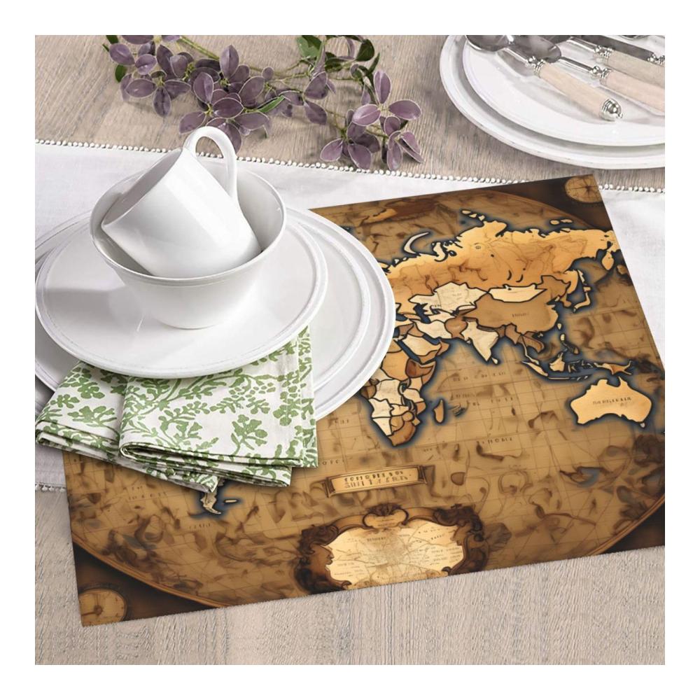 Supersaugfähige Mikrofaser-Geschirrtrockenmatte mit Vintage Weltkarte Design Anti-Rutsch Küchenarbeits-Trockenunterlage Ideal für Gläser & Besteck