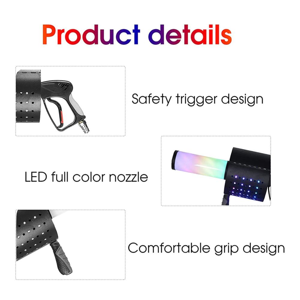 LED Konfetti Kanone Handgehalten CO2 Blaster für Party Hochzeit Club - 7 Farben Professioneller Konfettiwerfer für Konzerte und Events
