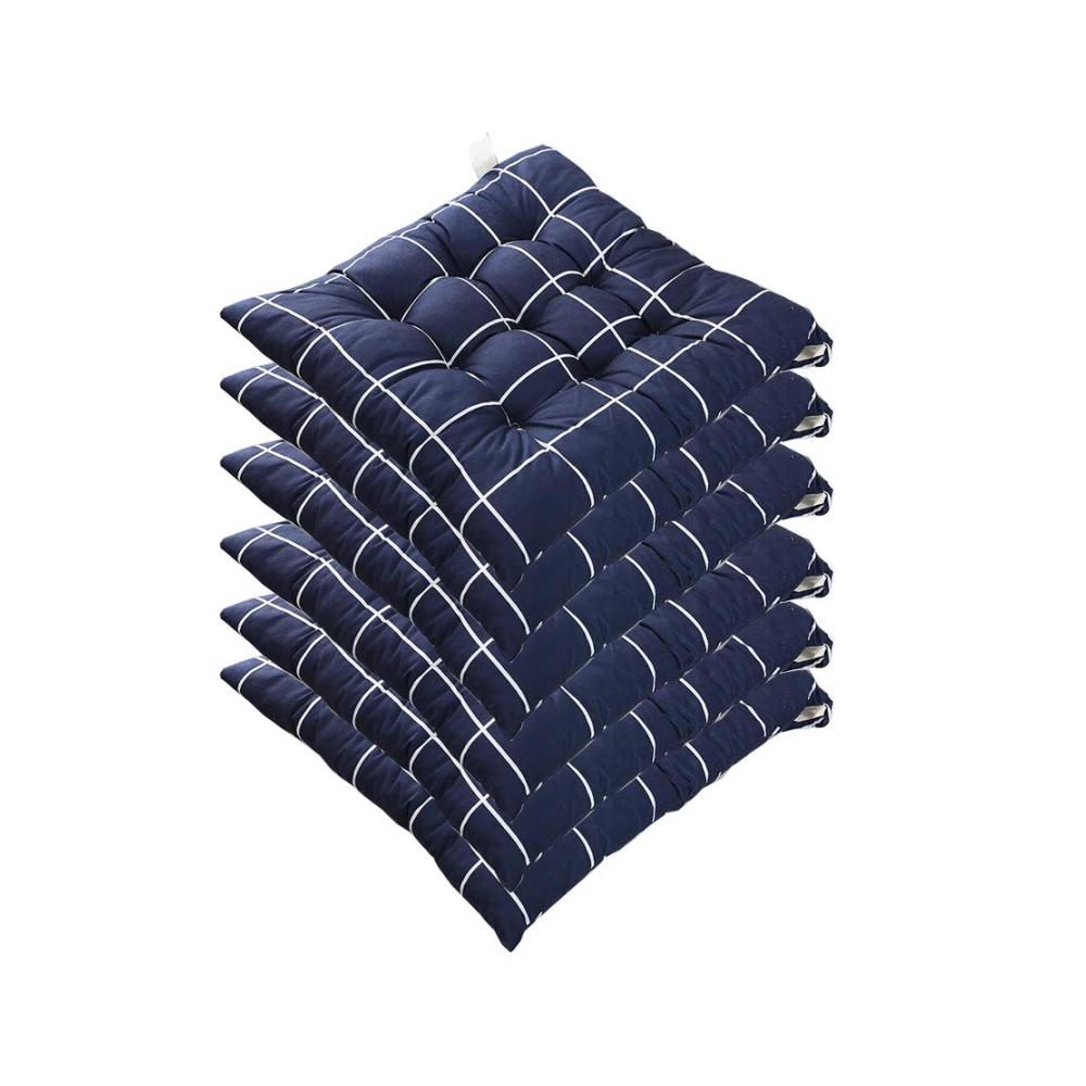 Bequeme Stuhlkissen Set 6er Pack 40x40cm - Blaue Sitzkissen für Gartenstuhl Küche & Esszimmer - UV-beständige Stuhlauflagen für drinnen und draußen - Atmungsaktive Stuhl Kissen