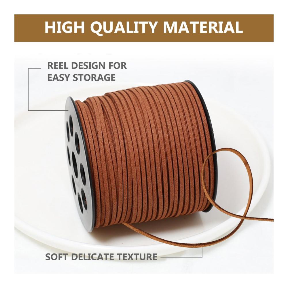 Entdecken Sie kreative Möglichkeiten mit unseren 2 Rollen Lederband (90m) - Hochwertige Lederschnüre in Braun & Rotbraun für DIY Armbänder Halsketten und Handwerksprojekte. Perfektes Veloursleder Band und Faden für einzigartigen Schmuck