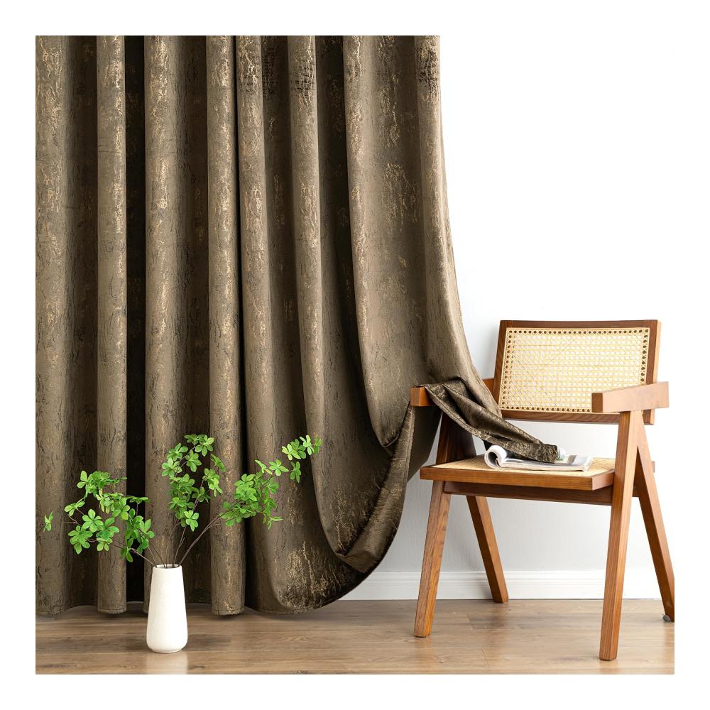 Luxuriöse Samtvorhänge Blickdicht | Gardinenschals Set für Eleganz im Wohnzimmer und Schlafzimmer | Blickdichte Ösenvorhänge Dekoschal Dekogardinen | 140x280cm | Dunkelbraun