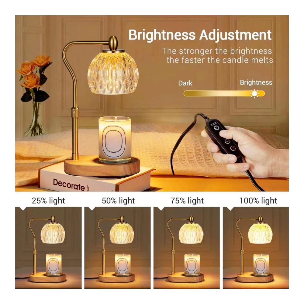 Duftlampen Elektrische Kerzenwärmer-Lampe mit Timer Dimmer höhenverstellbarem Design und kompatibel mit Duftkerzen - Gold